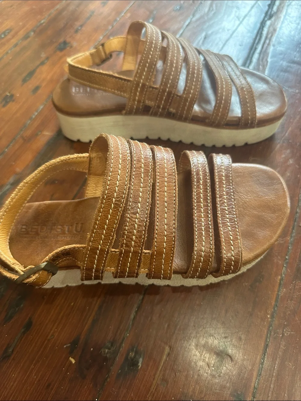 Bed Stu Brown Strappy Leather Sandals size 6